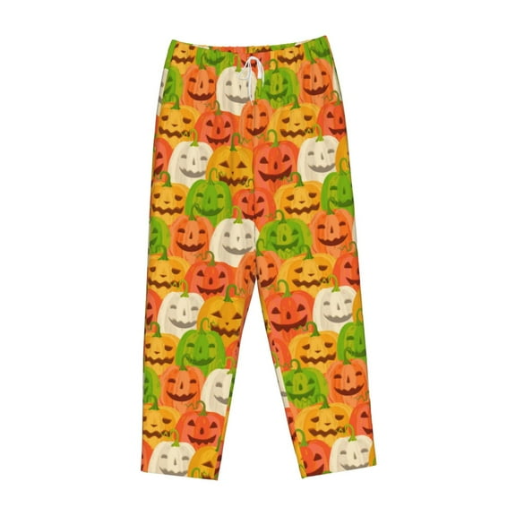 Lsque Cartoon Pumpkins Print Women's Pajama Pants, Lounge Pant - Comfortable Home Wear,Elastic Waistband, Stylish Design-Medium