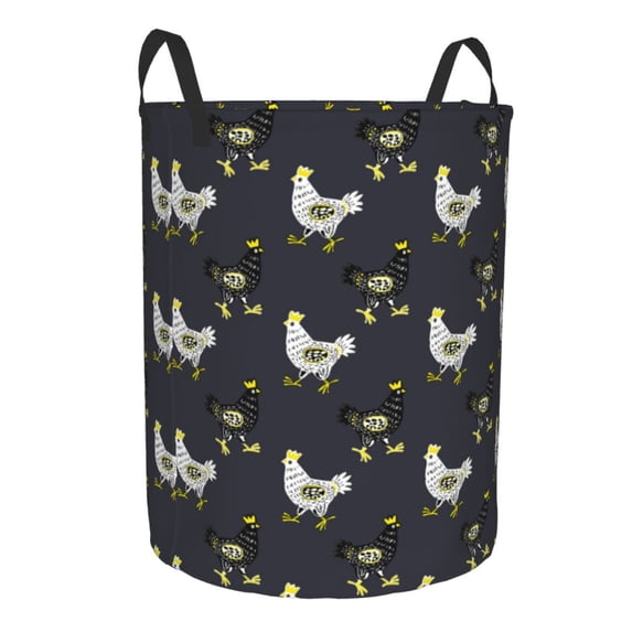 Lsque Cartoon Rooster pattern Laundry Hamper Basket, Tall Woven Rope Hamper Basket for Clothes, Lightweight Storage Basket, Collapsible Waterproof-Medium