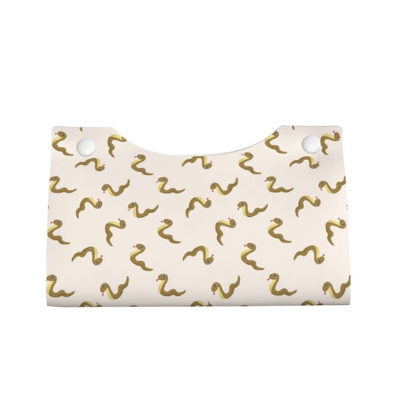 Lsque Cartoon Snake Printed Long Tissue Box Cover Holder, Facial Paper Organizer Dispenser,Triangle with Bottom Belt, PVC Leather Decorative Organizer