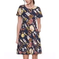 thumbnail image 1 of Lsque Cartoon Space 1 Print Women's Casual Dress T-Shirt Summer Short Sleeve Scoop Neck Swing Dresses, 1 of 6