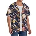 thumbnail image 1 of Lsque Cartoon Space 1 print Men's Cuban Collar Short Sleeve Shirt Summer Beachwear Casual Button Down Fashionable Vacation Leisure Shirt-Large, 1 of 7