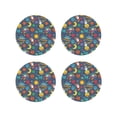 thumbnail image 1 of Lsque Cartoon Space Pattern 4" Drink Coasters Set of 4, PVC Leather Absorbent Coasters, Table Coaster Set Decorative Coffee Cup Coasters Housewarming Gift -Round Shape, 1 of 6
