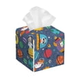 thumbnail image 1 of Lsque Cartoon Space Printed Tissue Box Cover Holder, Facial Paper Organizer Dispenser,Square with Bottom Belt, PVC Leather Decorative Organizer, 1 of 8