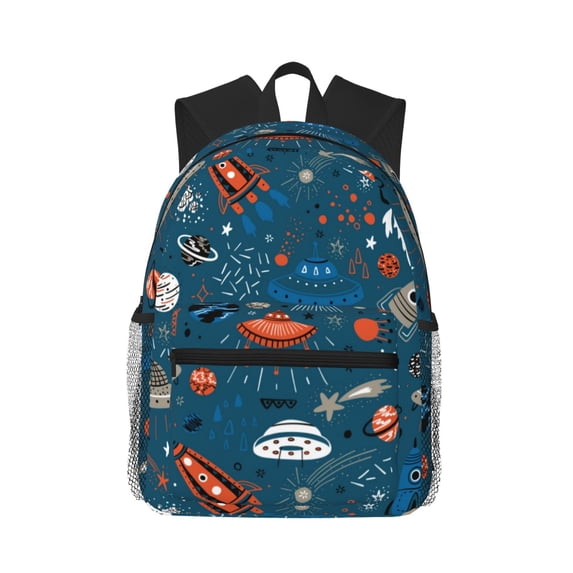 Lsque Cartoon Space1 Classic Casual Backpack - Large Capacity Water-Resistant Backpack for School, Work, Travel, and Outdoor Activities