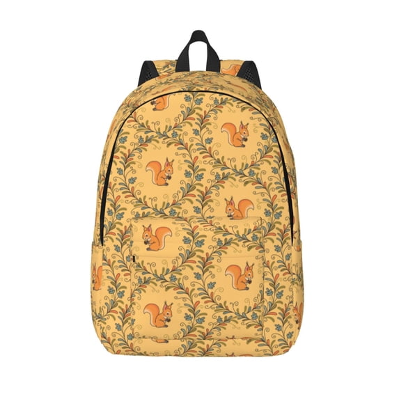 Lsque Cartoon Squirrel Pattern Canvas Daypack, Durable Backpack, High-quality Versatile Backpack,Vintage Compact Backpack-Medium
