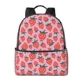 thumbnail image 1 of Lsque Cartoon Strawberry Pattern Backpack – School Travel Canvas Daypack with Ergonomic Padded Straps, Multiple Compartments & Leather Handle, 1 of 4