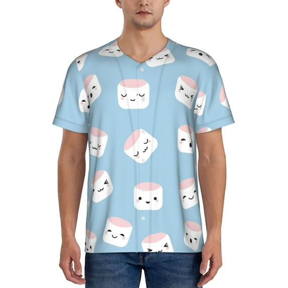 Lsque Cartoon Sushi Pattern Mens Polo Golf Shirts Funny Graphics Shorts Sleeve Button Shirts Baseball T-shirt-Medium