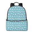 thumbnail image 1 of Lsque Cartoon Teeth Pattern Backpack – School Travel Canvas Daypack with Ergonomic Padded Straps, Multiple Compartments & Leather Handle, 1 of 5