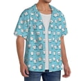 thumbnail image 1 of Lsque Cartoon Teeth print Men's Cuban Collar Short Sleeve Shirt Summer Beachwear Casual Button Down Fashionable Vacation Leisure Shirt-4X-Large, 1 of 7