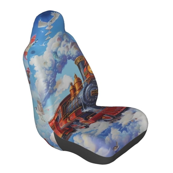 Lsque Cartoon Train Hot Air Balloon Pattern Car Seat Covers for Front Seats , Waterproof Seat Covers for Cars, Sporty Front Seat Covers,Car Seat Cover Protector Front Seats