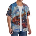 thumbnail image 1 of Lsque Cartoon Train Hot Air Balloon print Men's Cuban Collar Short Sleeve Shirt Summer Beachwear Casual Button Down Fashionable Vacation Leisure Shirt-Large, 1 of 7