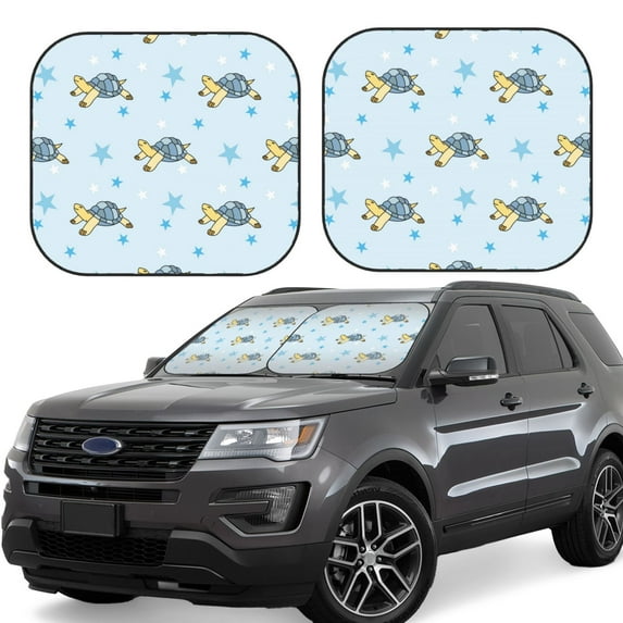 Lsque Cartoon Turtle 2 PCS Windshield Sun Shade | CarFoldable Window Covers | Car Accessories Reflect UV for Universal Cars SUV Truck | Large