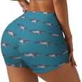 thumbnail image 1 of Lsque Cartoon Whale Pattern High Waisted Biker Shorts for Women-Tummy Control Fitness Athletic Workout Running Yoga Gym Shorts,Moisture-Wicking-Small, 1 of 9