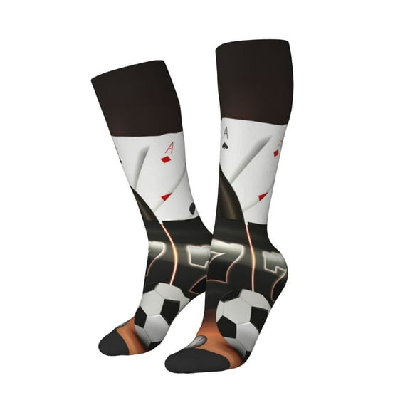 Lsque Casino And Sports Printed Crew Socks Men's Women's LightWeight Thin Casual Calf Socks ,Knee High Socks,Cotton Socks