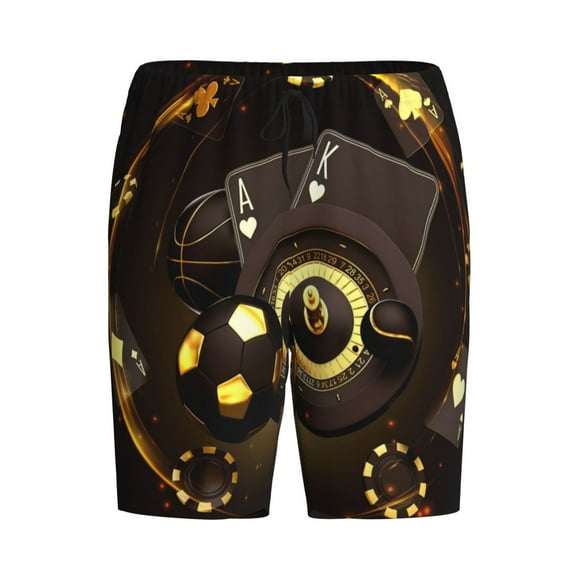 Lsque Casino Card Soccer Mens Sleep Pajama Shorts,Short Pajama Pants, Cotton Ultra-Soft Knit-Medium