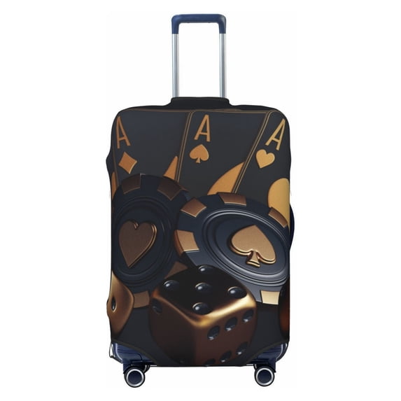Lsque Casino Cards Poker Printed Luggage Cover, Travel Luggage Protector,Scratch and Dirt Resistant, Fits 18-32 Inch Luggage - Small