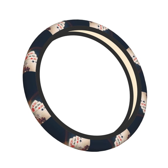 Lsque Casino Poker Chips Ultra Soft Car Steering Wheel Cover for Women, Standard 15 inch Size for Truck Van SUV Auto