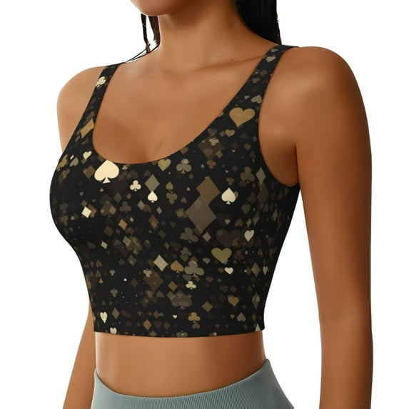 Lsque Casino Printed Women'S Sports Bra, Compression, Moisture Wicking, High-Impact Sports Bra For Women,Supportive sports bra-Large