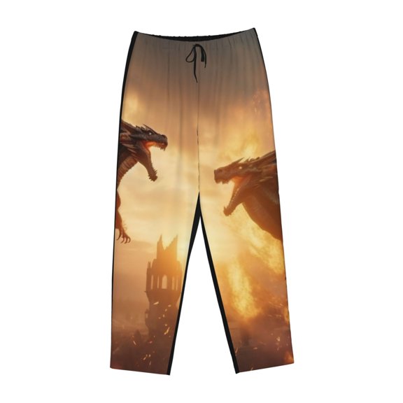 Lsque Castle Cool Fire Dragon Print Women's Pajama Pants, Lounge Pant - Comfortable Home Wear,Elastic Waistband, Stylish Design-