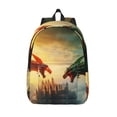 thumbnail image 1 of Lsque Castle Red Green Sky Dragon Pattern Canvas Daypack, Durable Backpack, High-quality Versatile Backpack,Vintage Compact Backpack-Small, 1 of 6