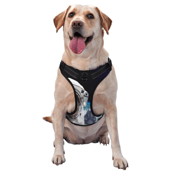Lsque Cat Astronaut Dog Harness, No-Pull Pet Harness with 2 Leash Clips, Adjustable Soft Padded Dog Vest with Easy Control Handle for Large Dogs-