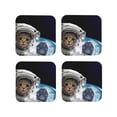 thumbnail image 1 of Lsque Cat Astronaut Pattern 4" Drink Coasters Set of 4, PVC Leather Absorbent Coasters, Table Coaster Set Decorative Coffee Cup Coasters Housewarming Gift -Square, 1 of 6