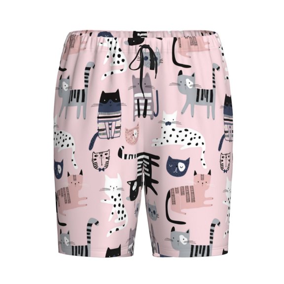 Lsque Cat Mens Sleep Pajama Shorts,Short Pajama Pants, Cotton Ultra-Soft Knit-Large