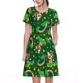 thumbnail image 1 of Lsque Cat St Patrick's day Print Women's Casual Dress T-Shirt Summer Short Sleeve Scoop Neck Swing Dresses, 1 of 6