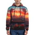 thumbnail image 1 of Lsque Cat Watching City Sunset Pattern Casual Men's Hoodie,Hooded Sweatshirt with Kangaroo Pocket,Pullover Hoodie-Large, 1 of 7