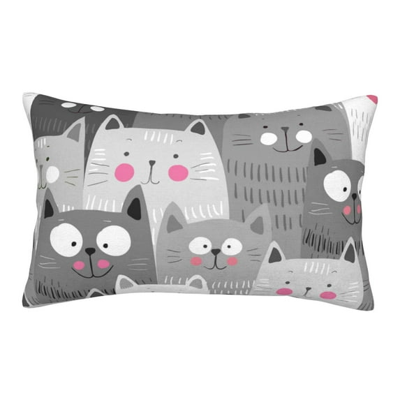 Lsque Cats Group Pattern Pillow Case – Soft & Cozy Throw Pillow Cover, Hypoallergenic Cushion Case for Sleeping Women with Envelope Closure-20"x30"