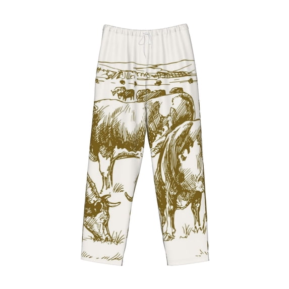 Lsque Cattle Drive By Two Cowboys 1 Print Men's Pajama Pants, Lounge Pant - Comfortable Home Wear,Elastic Waistband, Stylish Design-XX-Large