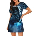 thumbnail image 1 of Lsque Celestial Ram Night Sky Pattern Nightgowns for Women Sleep Shirts Short Sleeve Nightshirt Pullover Nightdress Soft Sleepwear Relaxed Fit Nightdress, 1 of 6