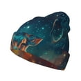 thumbnail image 1 of Lsque Celestial Stag Cosmic Glow Pattern Knitted Beanie, Unisex Winter Hat, Knit Hat Winter Beanies Thick Fisherman Beanies Cuffed Plain Skull Caps, 1 of 6