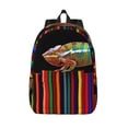 thumbnail image 1 of Lsque Chameleon Panther On Colored Pencils Pattern Canvas Daypack, Durable Backpack, High-quality Versatile Backpack,Vintage Compact Backpack-Medium, 1 of 6