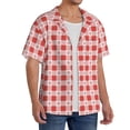 thumbnail image 1 of Lsque Checkered Christmas With Snowflakes print Men's Cuban Collar Short Sleeve Shirt Summer Beachwear Casual Button Down Fashionable Vacation Leisure Shirt-Small, 1 of 7