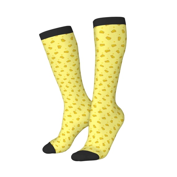 Lsque Cheese 1 Printed Crew Socks Men's Women's LightWeight Thin Casual Calf Socks ,Knee High Socks,Cotton Socks