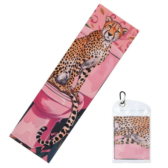 Lsque Cheetah On Toilet Humor Art Printed Cooling Towel (40"x 12"), Ice Towel, Microfiber, Soft Breathable Chilly Towel for Yoga, Sport, Gym, Workout, Fitness, Running