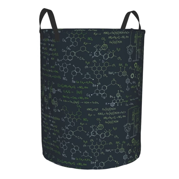 Lsque Chemistry Formulas 2 pattern Laundry Hamper Basket, Tall Woven Rope Hamper Basket for Clothes, Lightweight Storage Basket, Collapsible Waterproof-Small