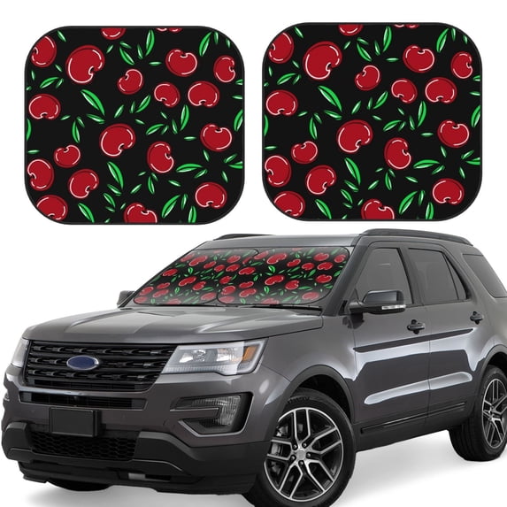Lsque Cherry 2 PCS Windshield Sun Shade | CarFoldable Window Covers | Car Accessories Reflect UV for Universal Cars SUV Truck | Large
