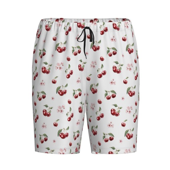 Lsque Cherry Berries Mens Sleep Pajama Shorts,Short Pajama Pants, Cotton Ultra-Soft Knit-Medium