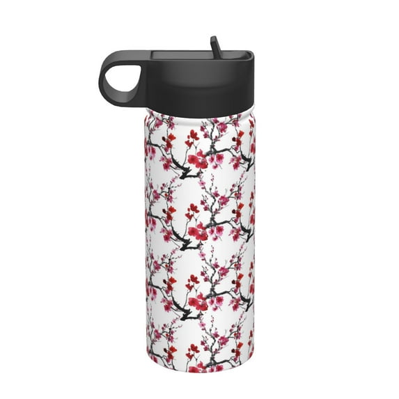 Lsque Cherry Blossoms Pattern 18oz Sports Insulated Kettle With Straw Insulated Water Bottle Insulated Tumbler For Men Womans Sports Insulated Kettle