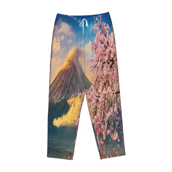 Lsque Cherry Blossoms Print Women's Pajama Pants, Lounge Pant - Comfortable Home Wear,Elastic Waistband, Stylish Design-X-Large
