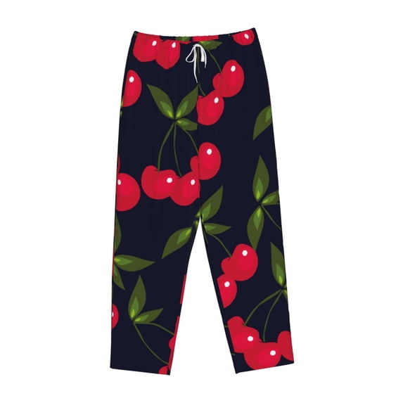 Lsque Cherry Print Women's Pajama Pants, Lounge Pant - Comfortable Home Wear,Elastic Waistband, Stylish Design-Large