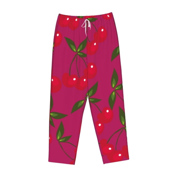Lsque Cherry Print Women's Pajama Pants, Lounge Pant - Comfortable Home Wear,Elastic Waistband, Stylish Design-Small