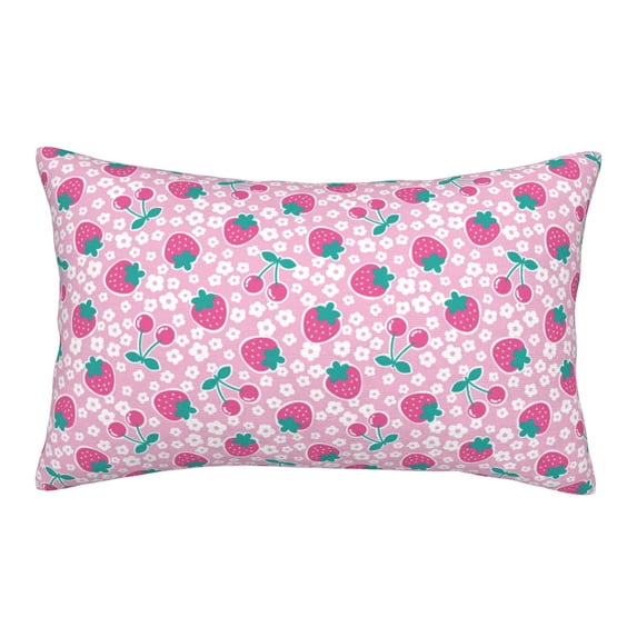 Lsque Cherry Strawberry Pattern Pillow Case – Soft & Cozy Throw Pillow Cover, Hypoallergenic Cushion Case for Sleeping Women with Envelope Closure-20"x30"