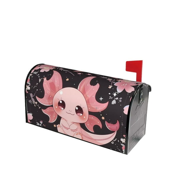 Lsque Chibi Axolotl Sakura Fantasy Mailbox Cover Standard Size ,Magnetic Mailbox Covers Post Wraps Letter Box Cover -21x18 in