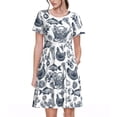 thumbnail image 1 of Lsque Chicken And Fish Print Women's Casual Dress T-Shirt Summer Short Sleeve Scoop Neck Swing Dresses, 1 of 6