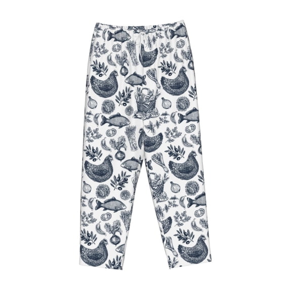 Lsque Chicken And Fish Print Women's Pajama Pants, Lounge Pant - Comfortable Home Wear,Elastic Waistband, Stylish Design-X-Large