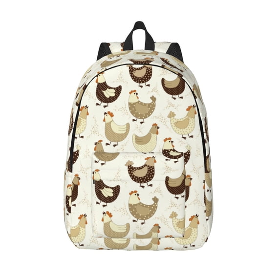 Lsque Chicken Cartoon Pattern Canvas Daypack, Durable Backpack, High-quality Versatile Backpack,Vintage Compact Backpack-Small