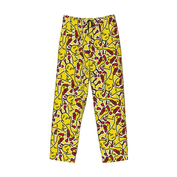 Lsque Chicken Cartoon Print Men's Pajama Pants, Lounge Pant - Comfortable Home Wear,Elastic Waistband, Stylish Design-Small